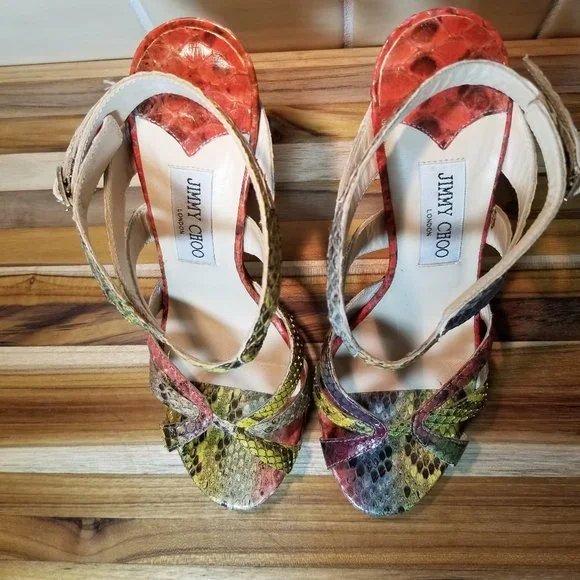 Jimmy Choo Snakeskin Heels size 38 1/2 (8.5 US) - Picture 7 of 13